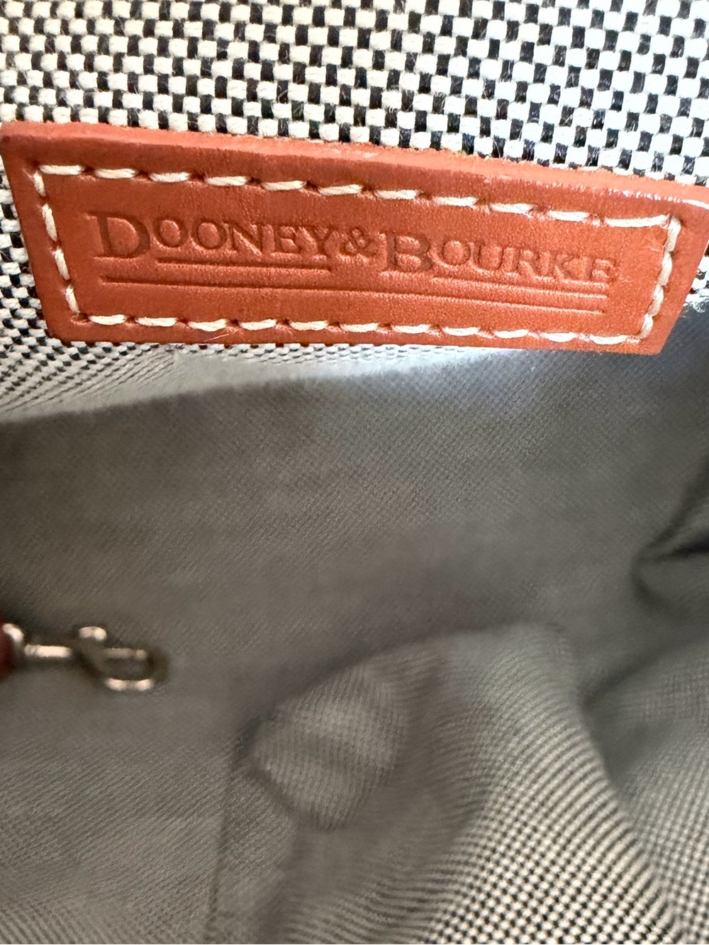 Dooney & Bourke Black Pebbled Leather Cognac Satchel Shoulder Bag - Picture 7 of 13
